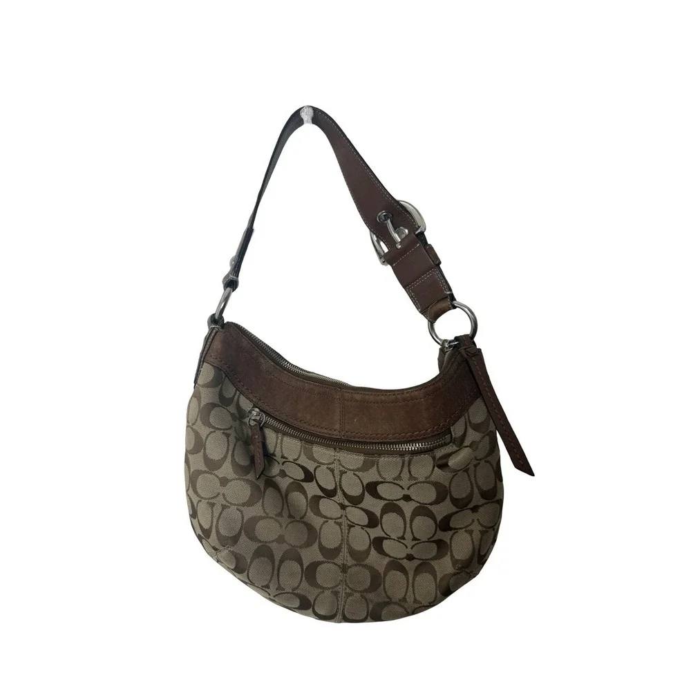 Coach Signature Brown/Beige Shoulder BagBuckle, Strap F13740 vintage y2k